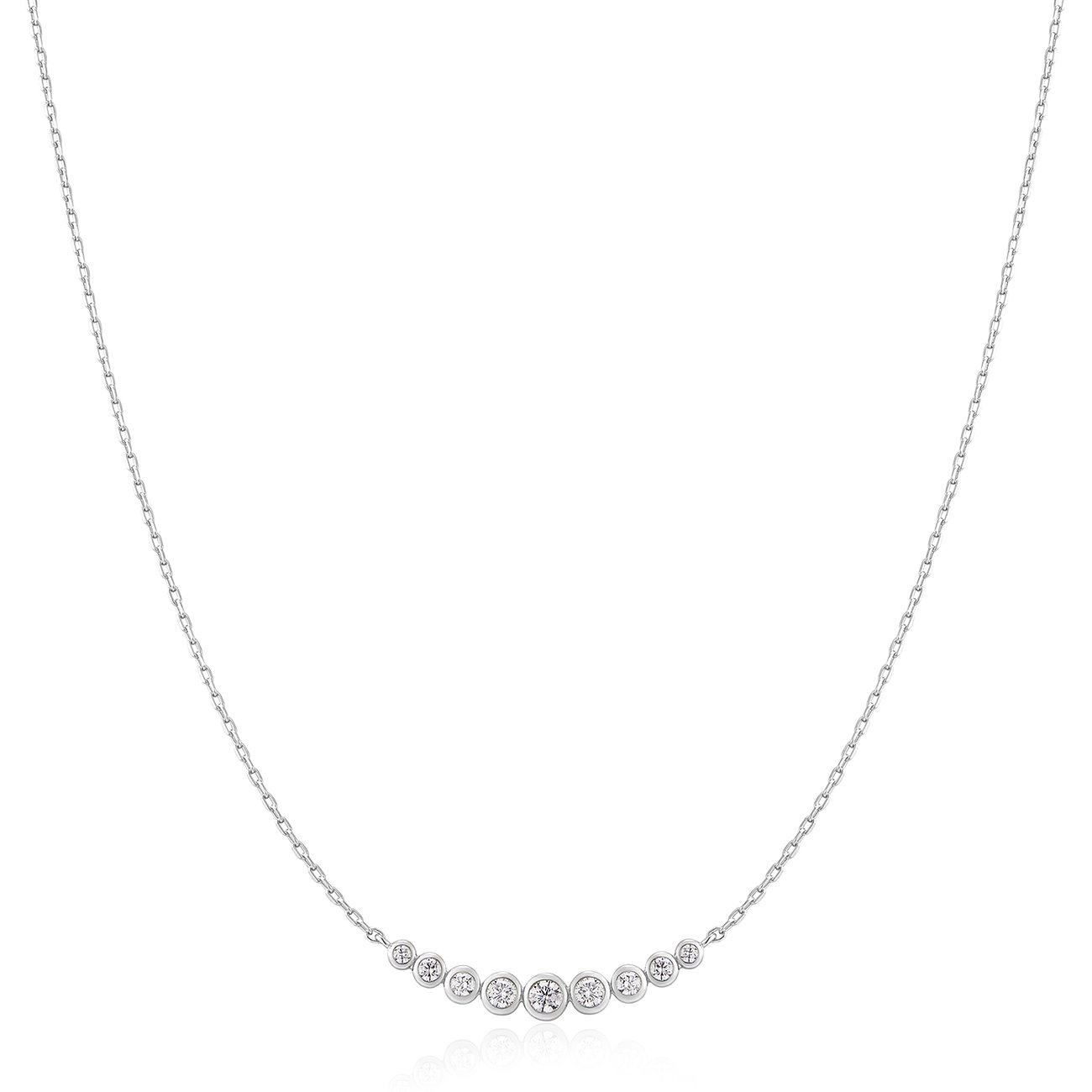 Ania Haie ketting van glanzend 925 zilver met een rij heldere zirkonia edelstenen.
