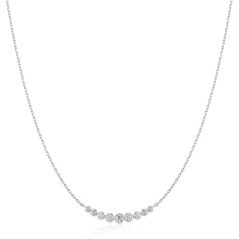 Ania Haie Halsschmuck aus glänzendem 925er Silber mit einer Reihe klarer Zirkonia-Farbsteine.