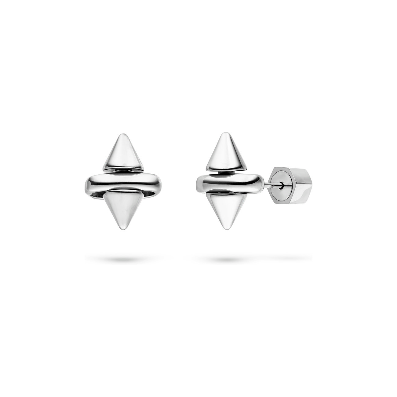 Liebeskind Ohrschmuck aus Edelstahl, ein Paar Ohrstecker mit geometrischen Spitzenformen.
