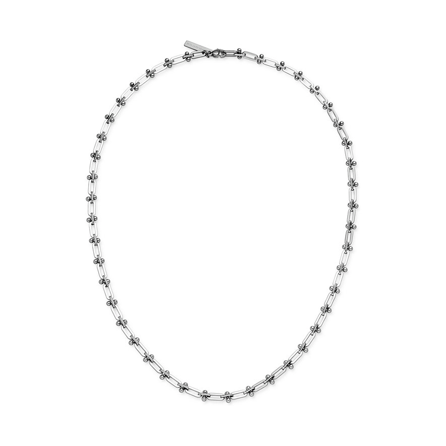 Collier Liebeskind en acier inoxydable, une chaîne aux maillons brillants avec de petites sphères intégrées.