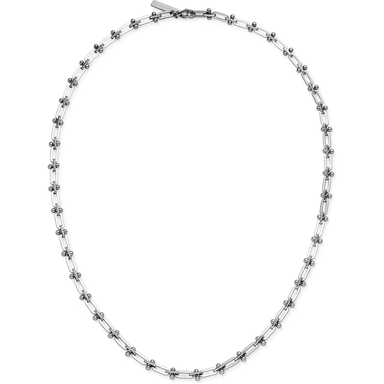 Collier Liebeskind en acier inoxydable, une chaîne aux maillons brillants avec de petites sphères intégrées.