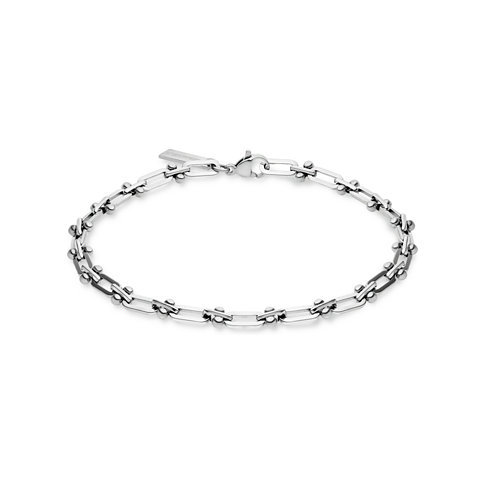 Armband im Gliederketten-Design von Liebeskind aus glänzendem Edelstahl mit kleinen Kugelverzierungen an den Gliedern.