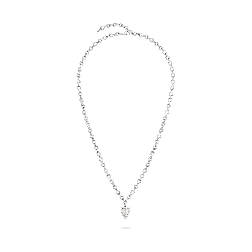 Liebeskind ketting van roestvrij staal met eenvoudige ankerketting en hartvormige hanger, geïsoleerd.