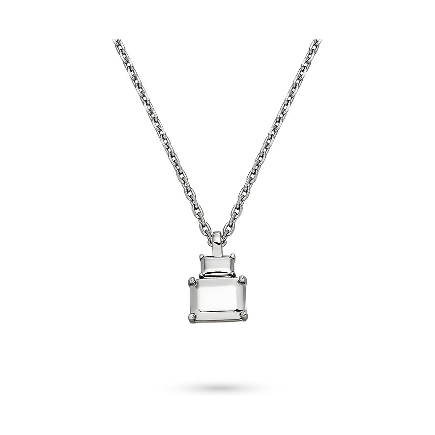 Collier Liebeskind en acier inoxydable avec pendentif rectangulaire et pierre précieuse claire.