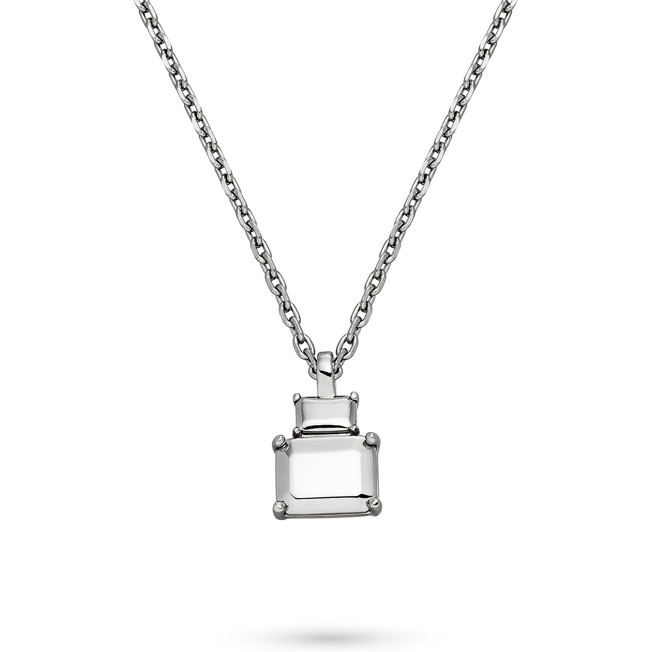 Collier Liebeskind en acier inoxydable avec pendentif rectangulaire et pierre précieuse claire.