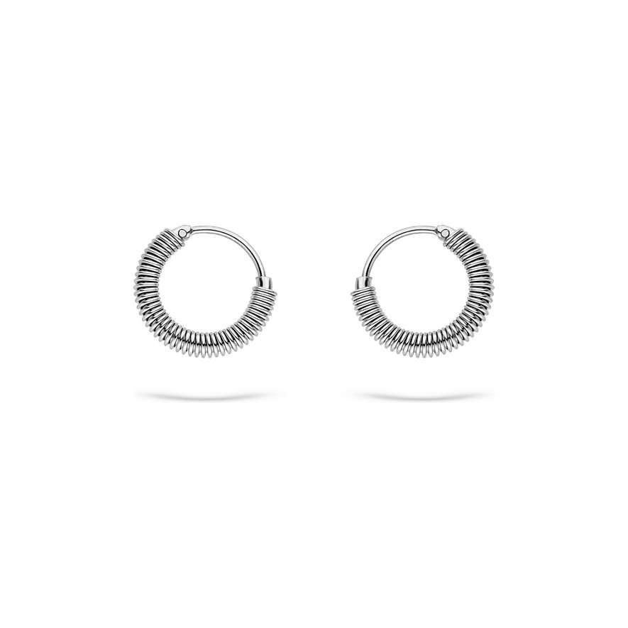 Liebeskind Ohrschmuck aus Edelstahl, silberfarben, mit drahtumwickeltem Design an der Unterseite.