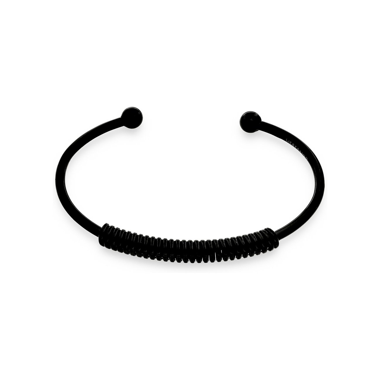 Liebeskind Armreif Armschmuck aus schwarzem Edelstahl mit mittiger, geriffelter Wickeloptik.