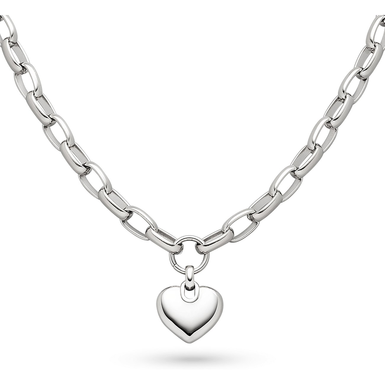 s.Oliver halsband i rostfritt stål med ett glänsande hjärtformat hänge, centrerat mot vit bakgrund.