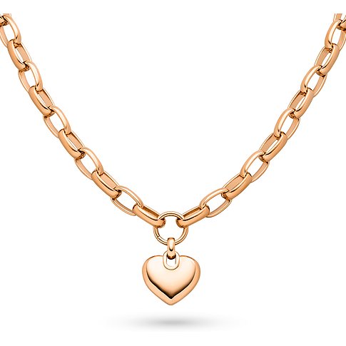 s.Oliver halsband i roséguldfärgat rostfritt stål med stora länkar och ett hjärthänge.