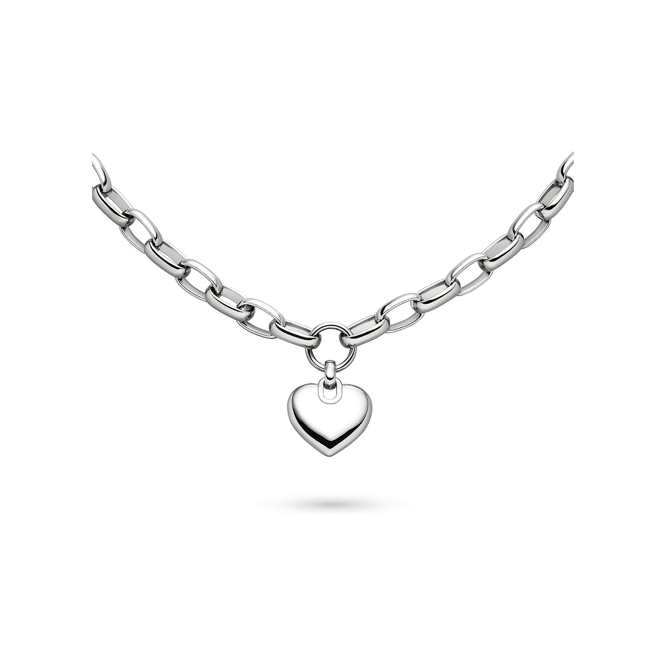 s.Oliver armband i rostfritt stål med grov länkkedja och ett glänsande hjärtformat hänge.