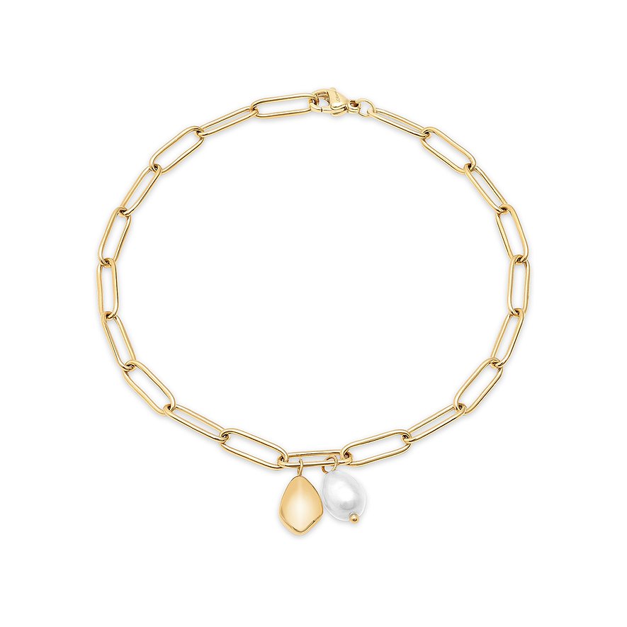 s.Oliver Armschmuck aus gelb vergoldetem Edelstahl mit Gliederkette und zwei Anhängern