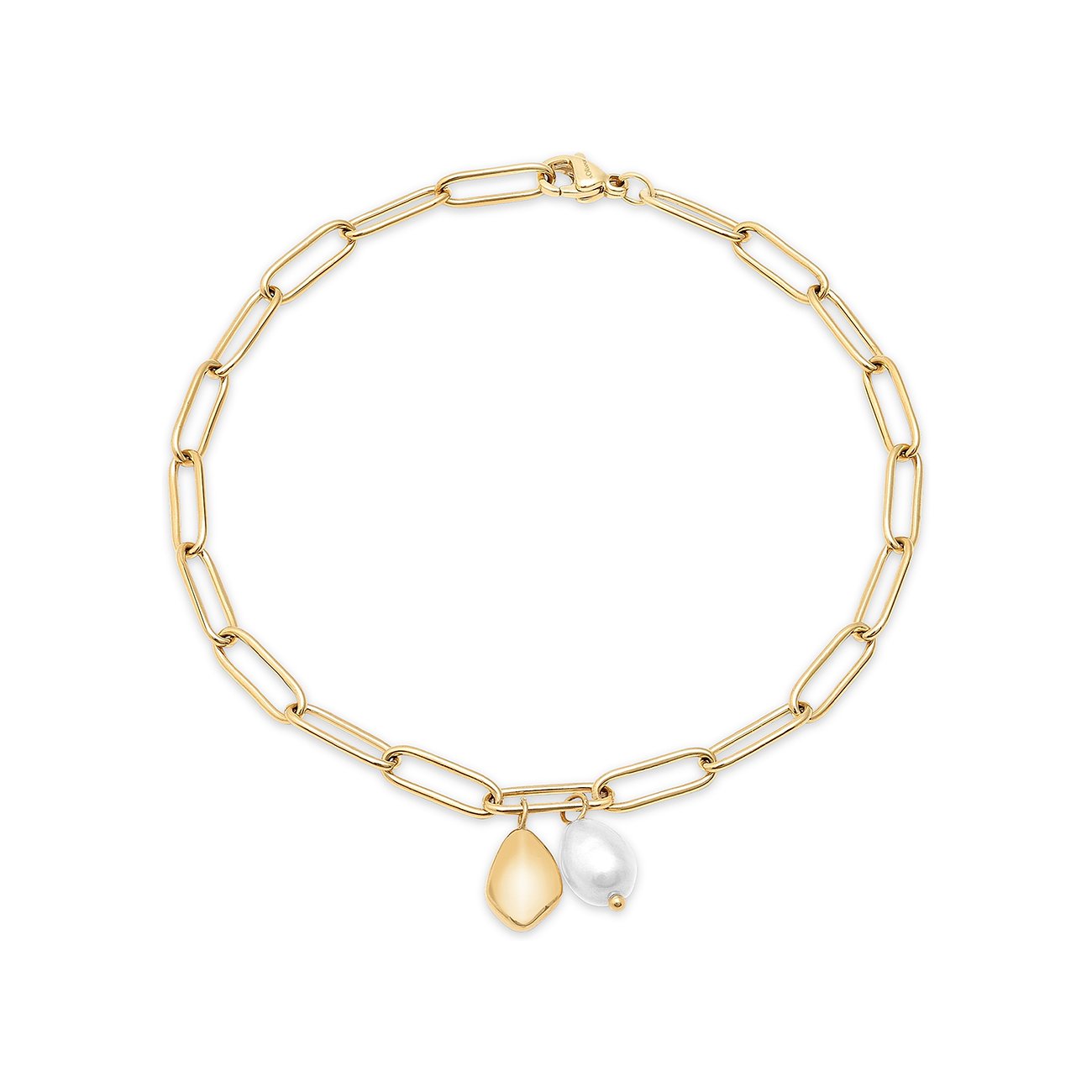 s.Oliver Armschmuck aus gelb vergoldetem Edelstahl mit Gliederkette und zwei Anhängern