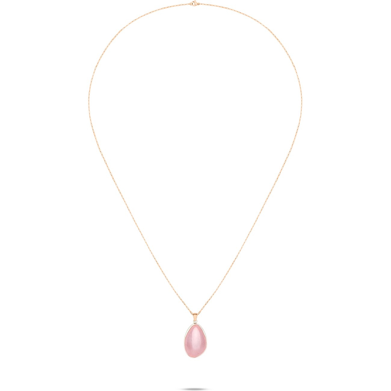 s.Oliver halskæde med dråbeformet rosenkvarts-vedhæng på en delikat kæde i rustfrit stål.