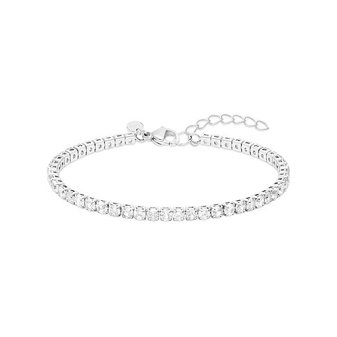 s.Oliver armbånd: Skinnende tennisarmbånd i rustfrit stål med rækkemonterede farvede zirkonia-sten.