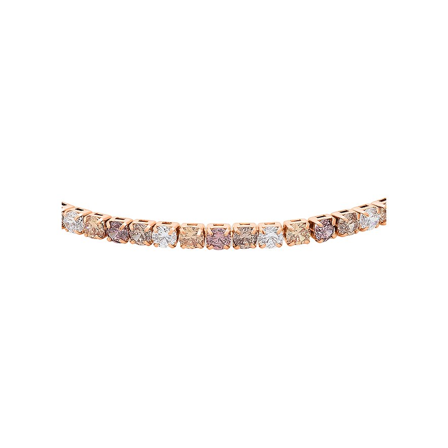 Das s.Oliver Armband aus roségoldfarbenem Edelstahl ist mit unterschiedlich farbigen Zirkonia-Farbsteinen besetzt.