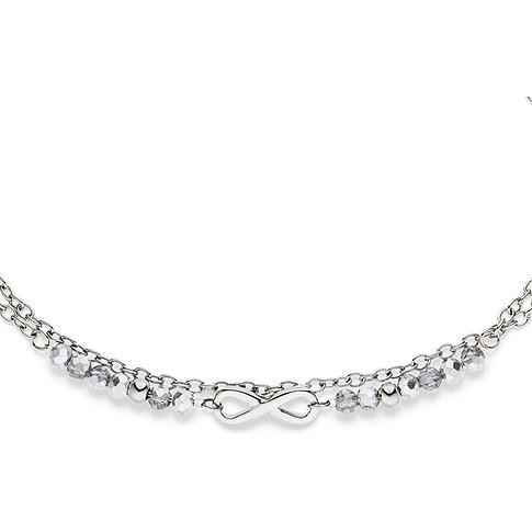 Bracciale s.Oliver in acciaio inox con motivo infinito e pietre preziose trasparenti.