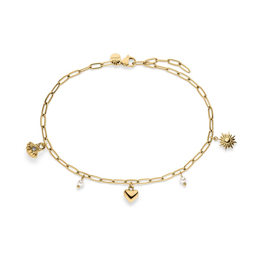 s.Oliver Fußkette, Damen, Edelstahl, gold