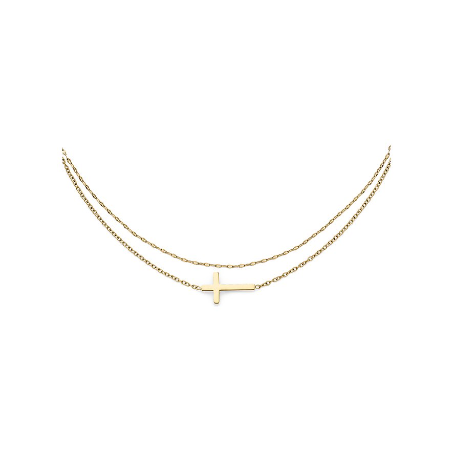 s.Oliver Armschmuck aus gelb-goldenem Edelstahl, zweckmäßig gestaltetes Armband mit liegendem Kreuz-Anhänger.