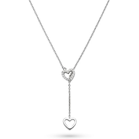 s.Oliver Silberkette: Y-Form mit Zirkonia-Herz und poliertem Herzanhänger.
