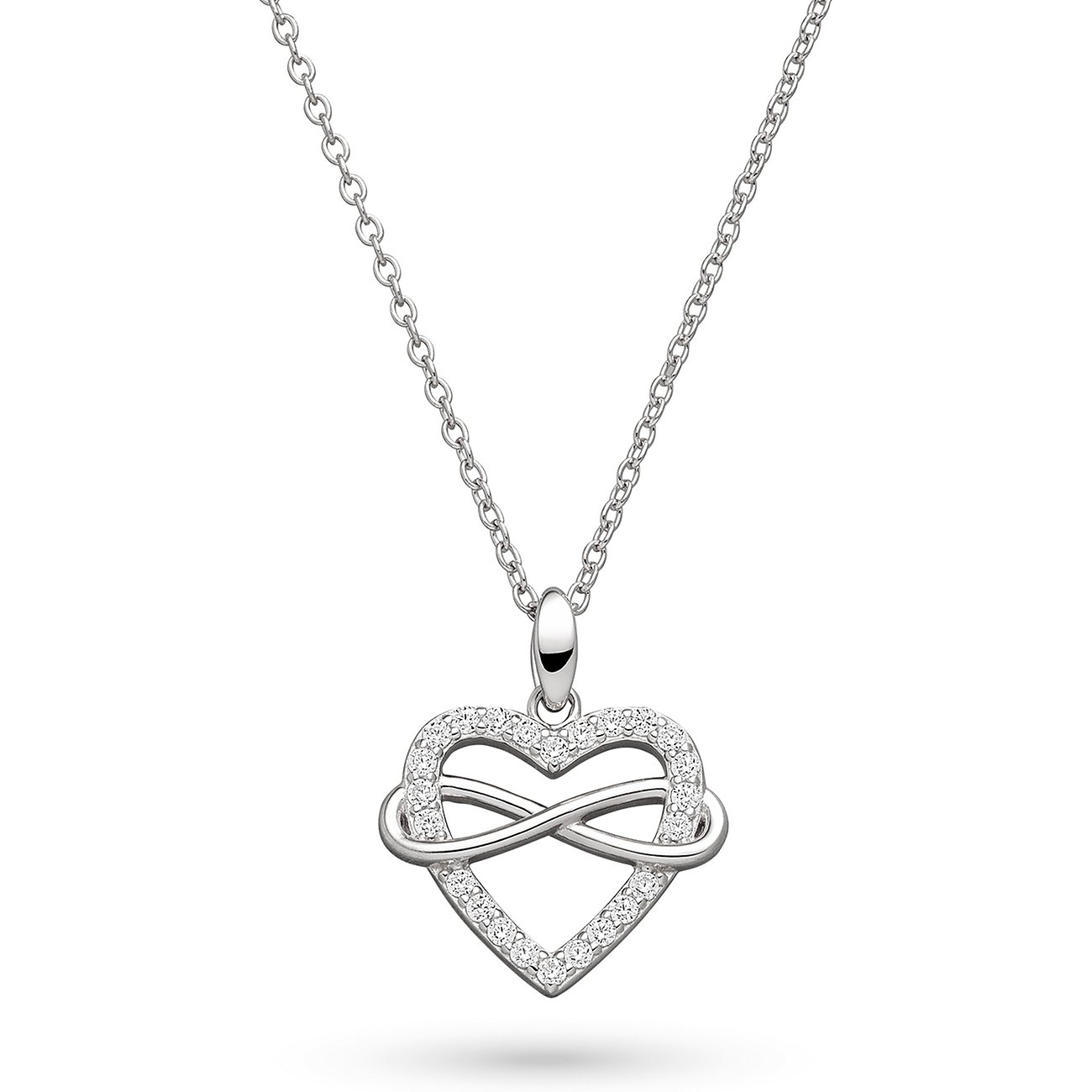 s.Oliver Halsband: Silverkedja med hjärthänge och en sammanflätad silverfärgad oändlighetssymbol.