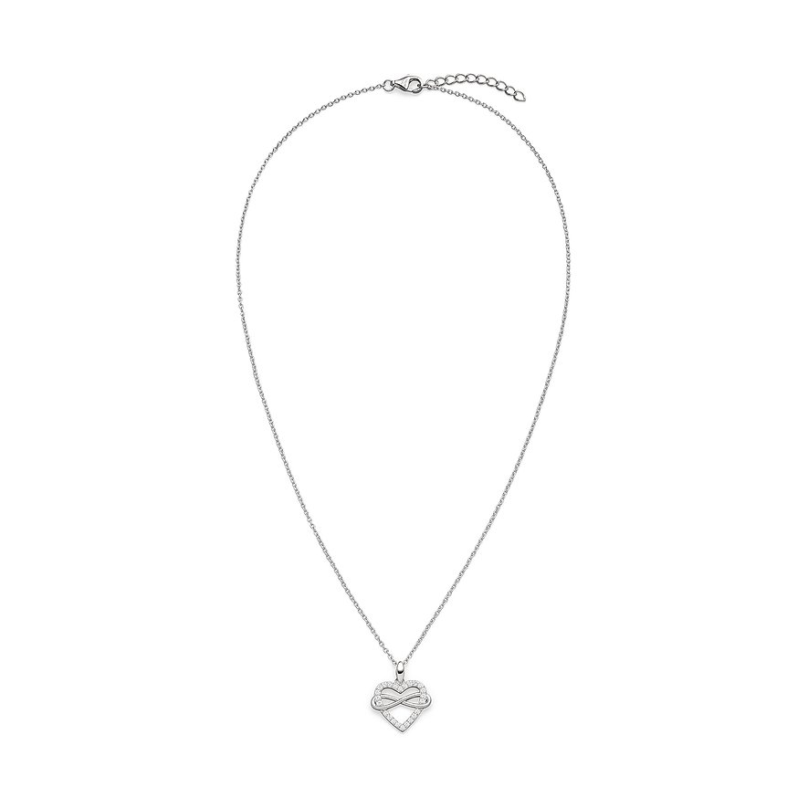 s.Oliver silverhalsband: En hjärtformad kedja med oändlighetstecken och många färgade zirkoniastenar.