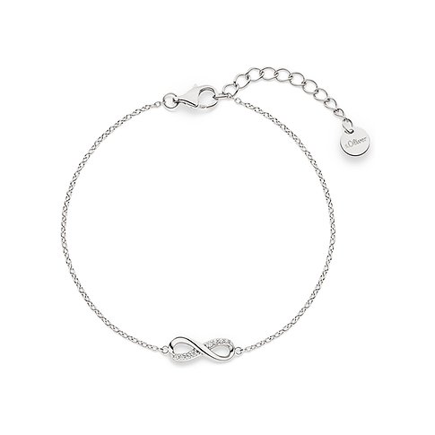 s.Oliver Silberarmband mit Zirkonia, liegender Acht und Markentag. Acht mit kleinen Farsteinen besetzt.
