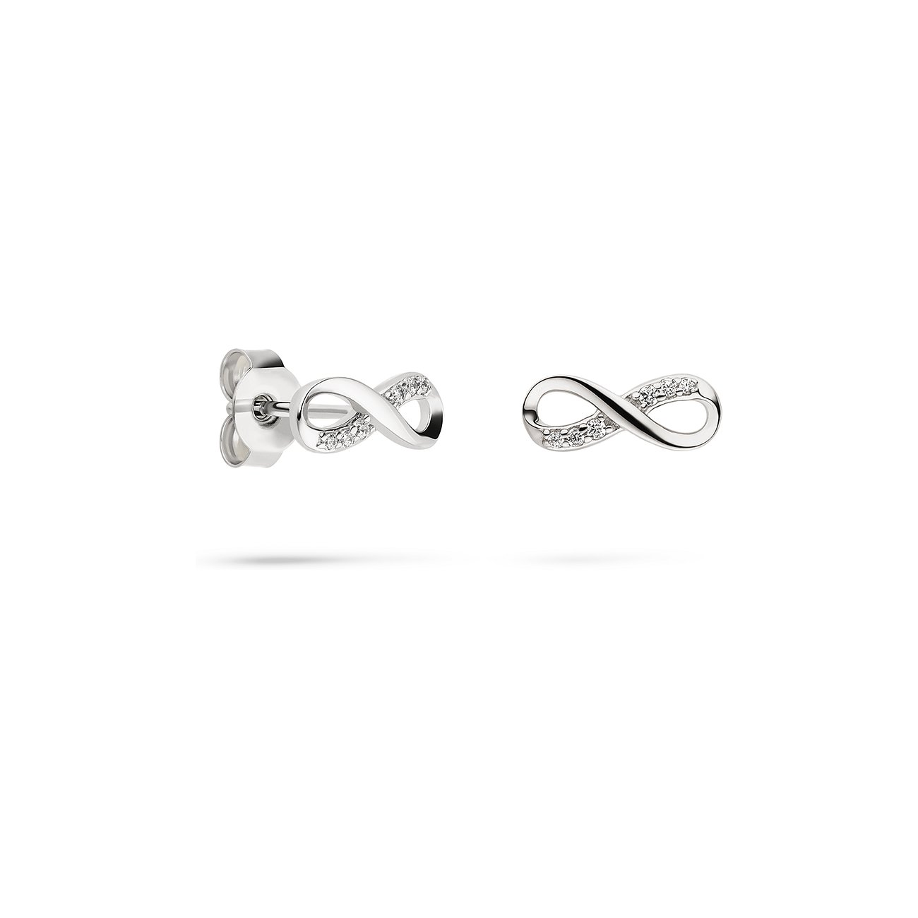 s.Oliver örhängen i 925 silver: oändlighetörhängen, prydda med gnistrande zirkoniafärgade stenar.