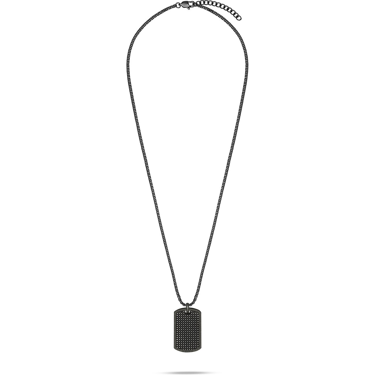 s.Oliver halsband i antracitfärgat rostfritt stål, dog tag-form, prytt med gnistrande stenar.