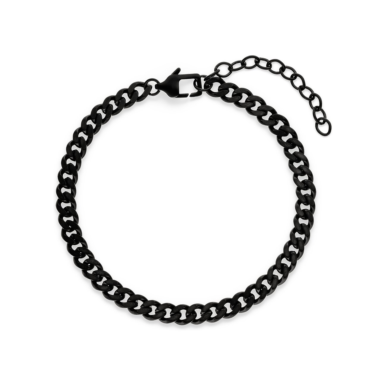 s.Oliver Armschmuck aus schwarzem Edelstahl in Form einer Panzerkette mit Karabinerverschluss.