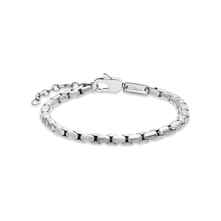 Bracciale s.Oliver in acciaio inox lucido, design a catena barbazzale, chiusura a moschettone.