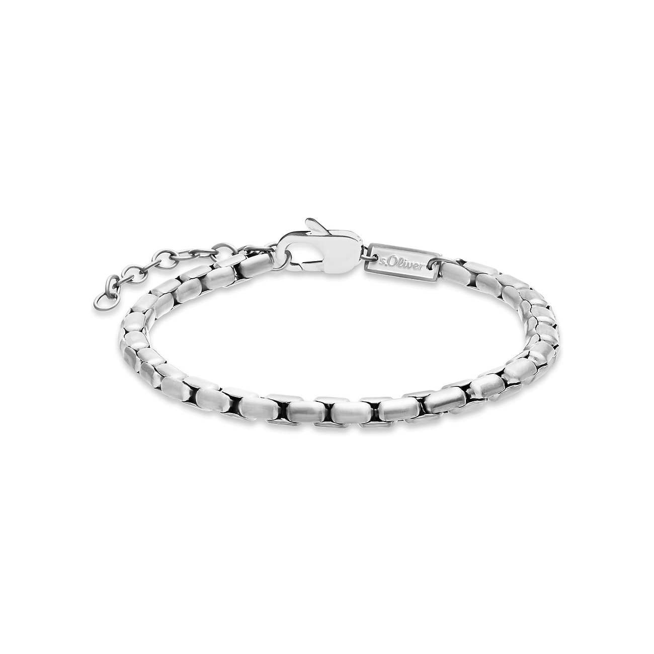 Bracciale s.Oliver in acciaio inox lucido, design a catena barbazzale, chiusura a moschettone.