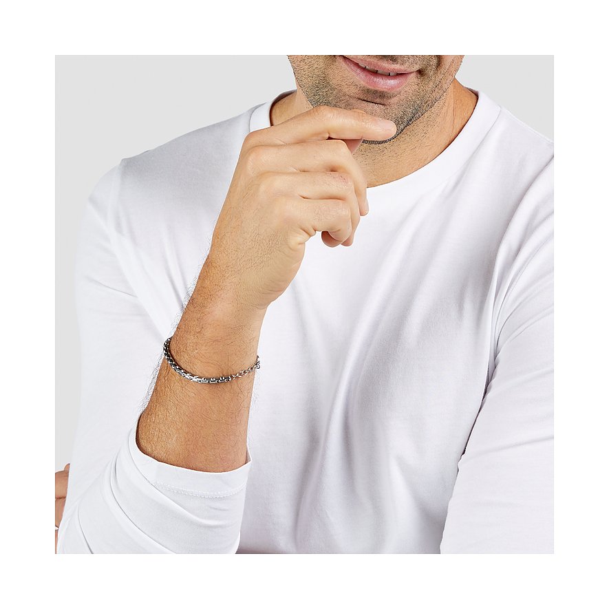 Bracciale con cornetto smaltato azzurro in acciaio inox