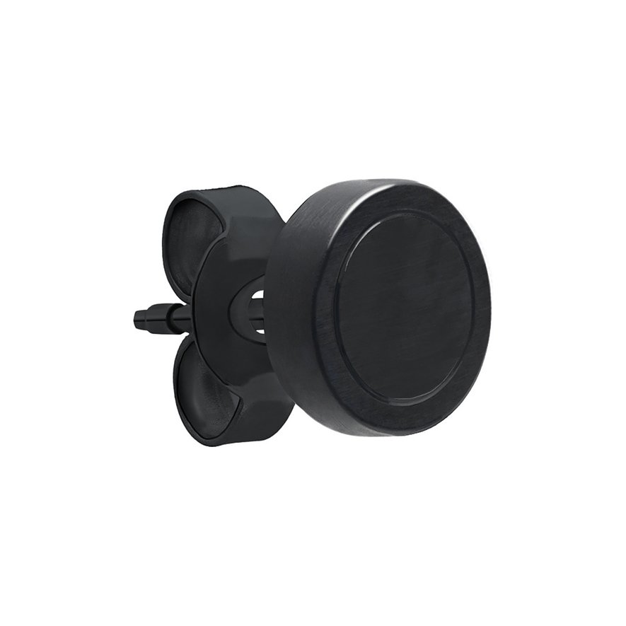 s.Oliver Ohrschmuck aus schwarzem Edelstahl in Form eines runden Plugs. Die Oberfläche ist matt.