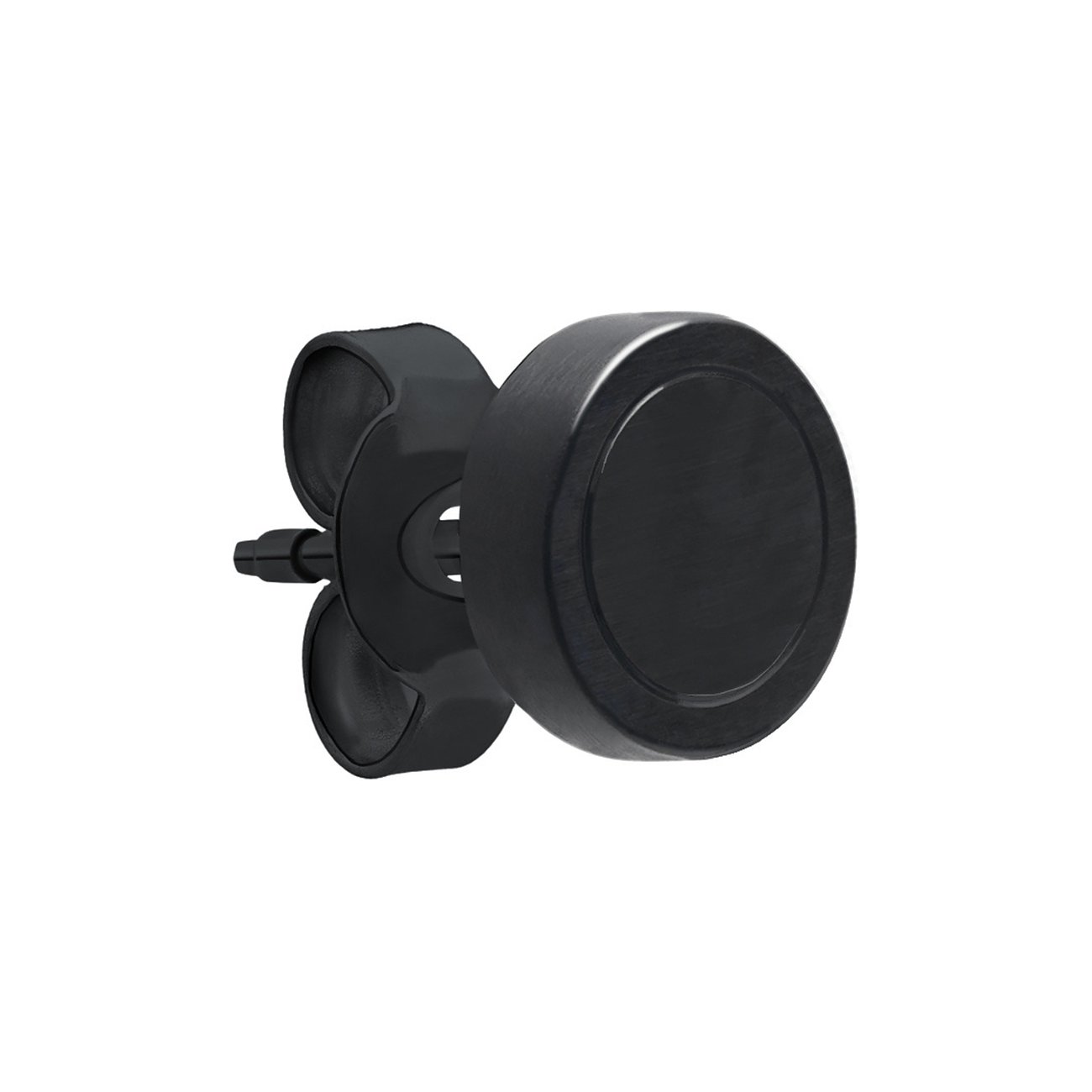 s.Oliver Ohrschmuck aus schwarzem Edelstahl in Form eines runden Plugs. Die Oberfläche ist matt.