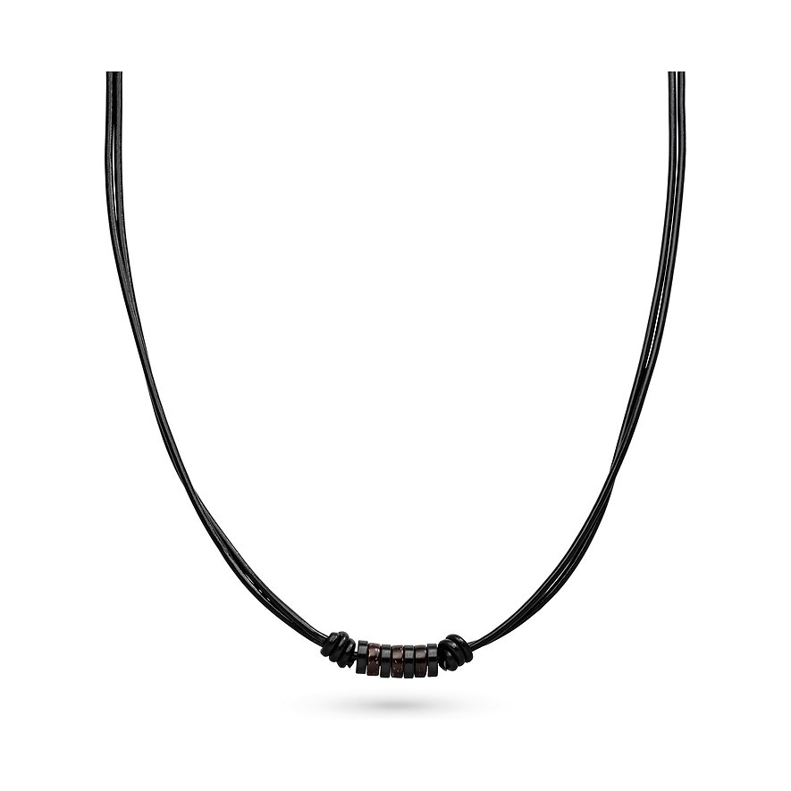 s.Oliver Kette, Herren, Edelstahl, Leder, schwarz