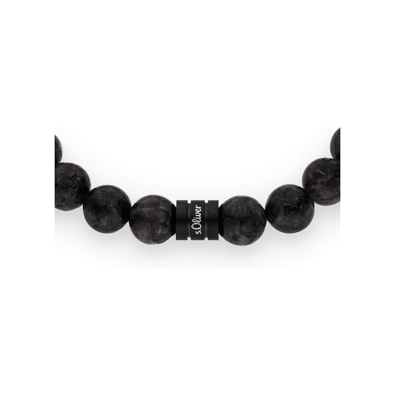 Un bracciale s.Oliver con perle di pietra scure e un cilindro nero con 