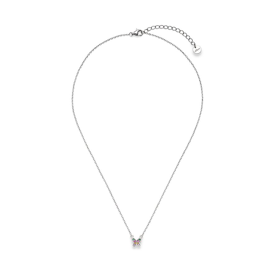 Collana s.Oliver in argento 925 con piccolo ciondolo a farfalla multicolore e pietre di zirconia.