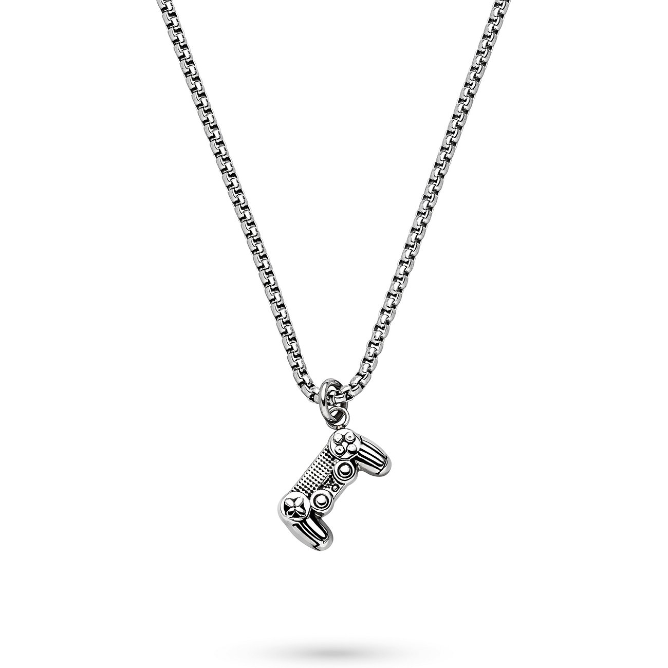 s.Oliver Halsschmuck: Eine silberne Halskette aus 925er Silber mit einem Anhänger in Form eines Gamecontrollers.