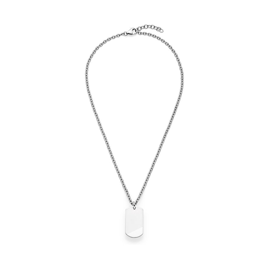 Collier s.Oliver en acier inoxydable avec pendentif dog tag simple et brillant. La chaîne forme un V.
