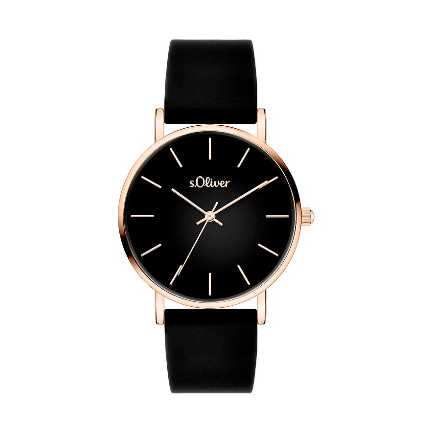 s.Oliver Damenuhr Zeitlos und modern SO-4183-PQ, Damen, Metall, Armband: Silikon, Quarz, analog