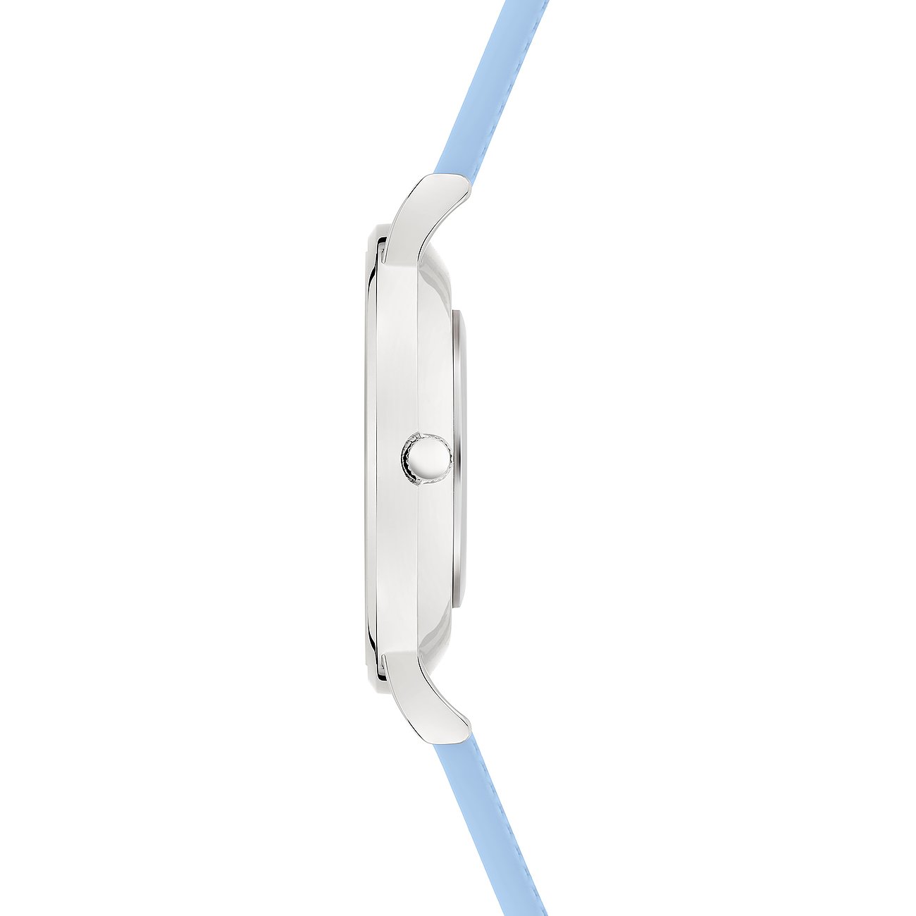Vue latérale de la montre femme s.Oliver en métal avec un bracelet bleu clair.