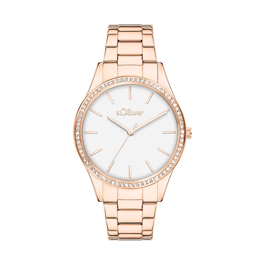 s.Oliver Damenuhr zeitlos mit funkelnden Steinen SO-4488-MQ