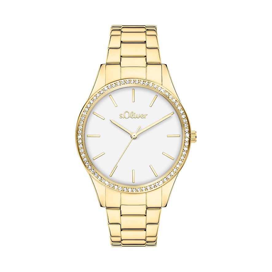 s.Oliver Damenuhr zeitlos mit funkelnden Steinen SO-4490-MQ