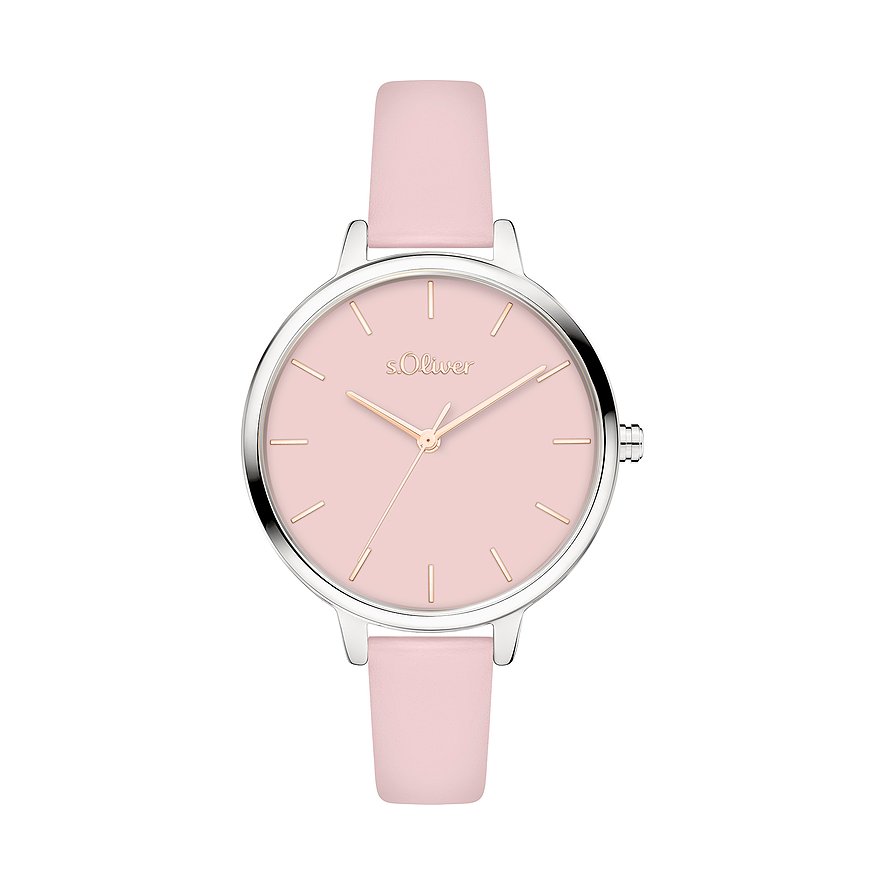 s.Oliver Damenuhr klassisch und zeitlos SO-4528-LQ, Damen, Metall, Armband: Leder, vegan, Quarz, analog