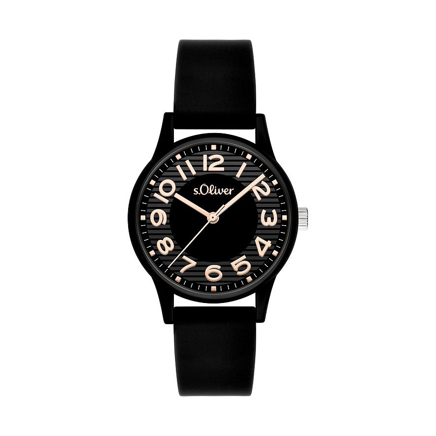 s.Oliver Damenuhr sportlich mit eleganter Note SO-4557-PQ, Damen, Kunststoff, Armband: Silikon, Quarz, analog