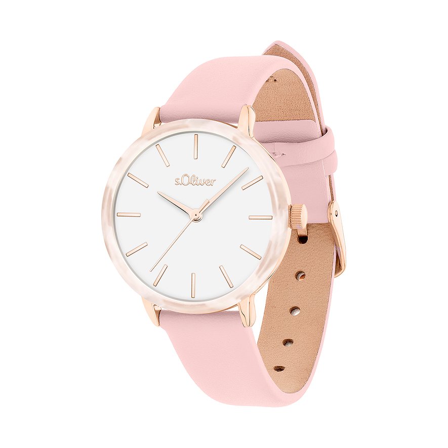 s.Oliver s.Oliver Damenuhr mit stilvoller Acetat Lünette SO 4578 LQ Acetat, Metall