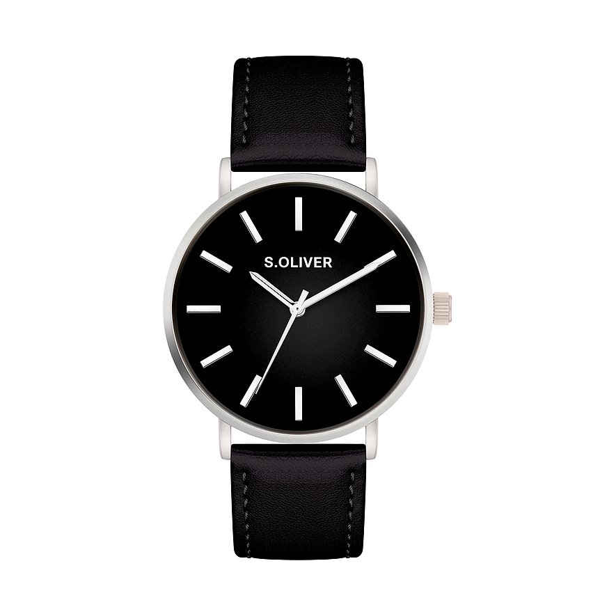 s.Oliver Herrenuhr Klassisch & Elegant SO-4439-LQ, Herren, Metall, Armband: Leder, vegan, Quarz, analog