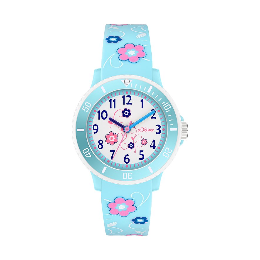 s.Oliver Kinderuhr mit süßem Blumenprint SO-4498-PQ