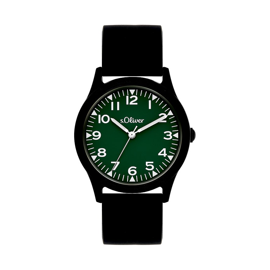 s.Oliver Kinderuhr schlicht und cool SO-4525-PQ, Jungen, Metall, Armband: Silikon, Quarz, analog