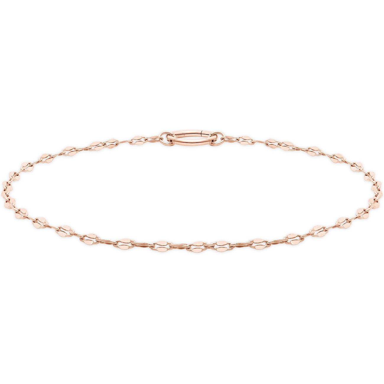 Tamaris Armkette aus roséfarbenem Edelstahl mit flachen, ovalen Gliedern und einem dezenten Verschluss.